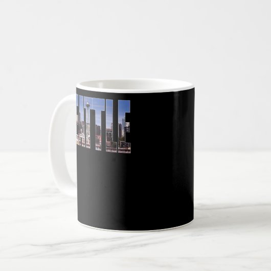 Seattle Washington Skyline Gift Keepomwille Souven Koffiemok (Voorkant links)