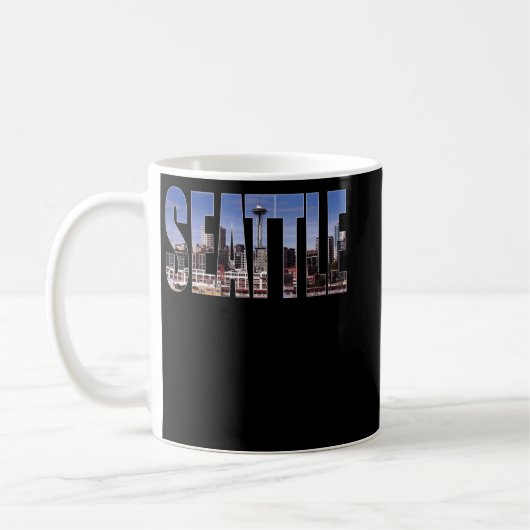 Seattle Washington Skyline Gift Keepomwille Souven Koffiemok (Links)