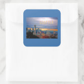 Seattle Washington Skyline op Sunset TEXT SEATTLE Vierkante Sticker (Tas)