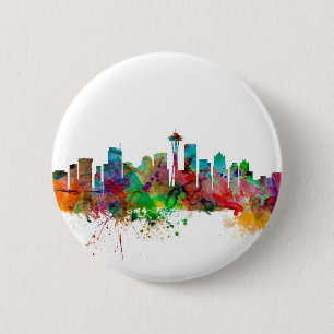 Seattle Washington Skyline Ronde Button 5,7 Cm