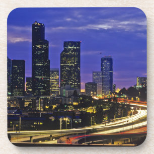 Seattle, Washington skyline 's nachts Bier Onderzetter
