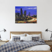 Seattle, Washington skyline 's nachts Canvas Afdruk (Insitu (Slaapkamer))