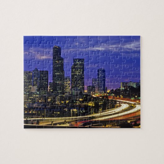 Seattle, Washington skyline 's nachts Legpuzzel (Horizontaal)