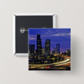 Seattle, Washington skyline 's nachts Vierkante Button 5,1 Cm (Voorkant /achterkant)