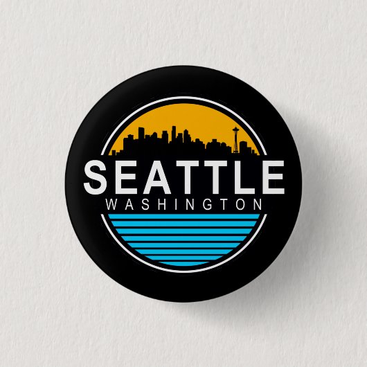 Seattle Washington Skyline Sleutelhanger Ronde Button 3,2 Cm (Voorkant)