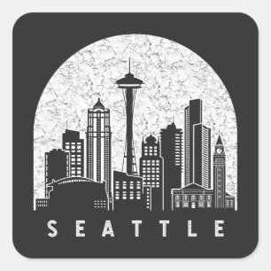 Seattle Washington Skyline Vierkante Sticker