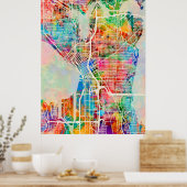 Seattle Washington Street City Map Poster (Keuken)