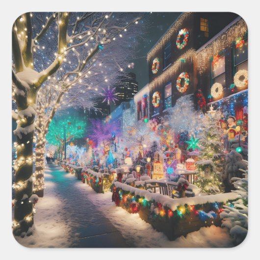 Seattle, Washington tijdens de kerstdagen Vierkante Sticker (Voorkant)