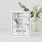 Seattle Washington USA Travel City Map Briefkaart (Staand voorkant)