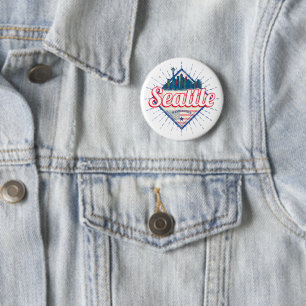 Seattle Washington Verenigde Staten City Skyline V Ronde Button 5,7 Cm