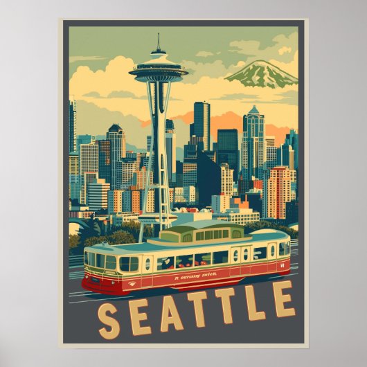 Seattle, Washington Vintage Poster (Voorkant)