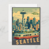 Seattle, Washington Vintage Uitnodiging Briefkaart (Voorkant / Achterkant)