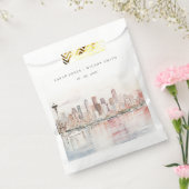 Seattle, Washington Watercolor Landscape Wedding Bedankzakje (Gezegeld)
