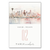 Seattle, Washington Watercolor Landscape Wedding Kaart (Achterkant)