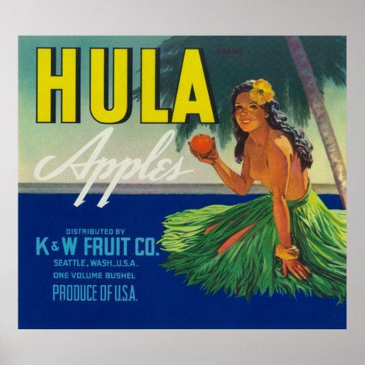 Seattle, WashingtonHula Apple Label Poster (Voorkant)