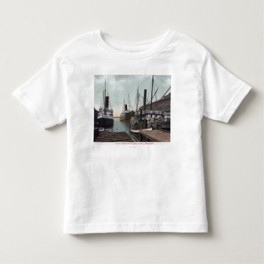 Seattle, WashingtonView of the Dock and Ships Kinder Shirts (Voorkant)