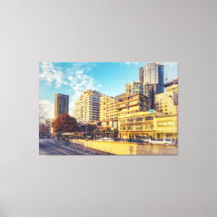 Seattle Waterfront Silhouet Canvas Afdruk