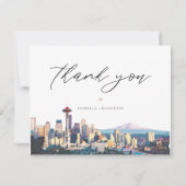 SEATTLE Waterverf Skyline Foto Hartelijk dank Kaart (Voorkant)