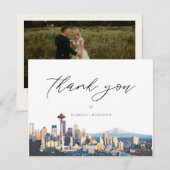 SEATTLE Waterverf Skyline Foto Hartelijk dank Kaart (Voorkant / Achterkant)