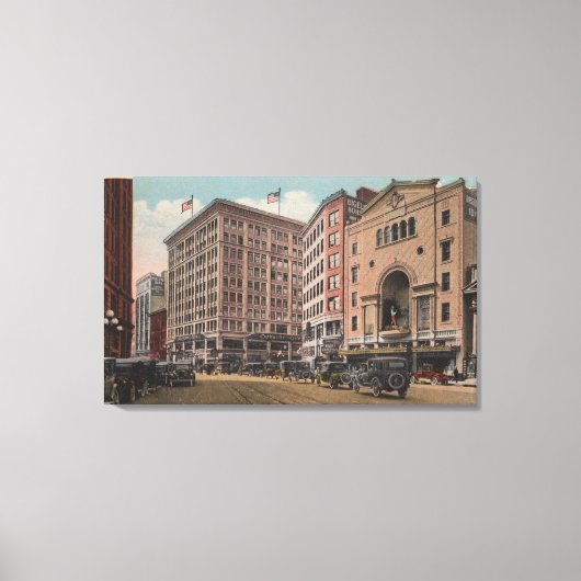 Seattle, WAView of 4th Ave & Westlake Canvas Afdruk (Voorkant)