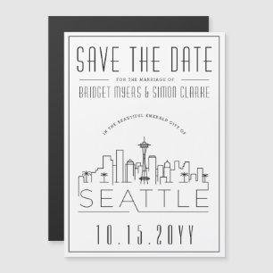 Seattle Wedding   De gestileerde Veldlijn sparen d Magnetische Uitnodiging