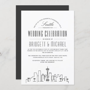 Seattle Wedding Moderne Deco Skyline Kaart