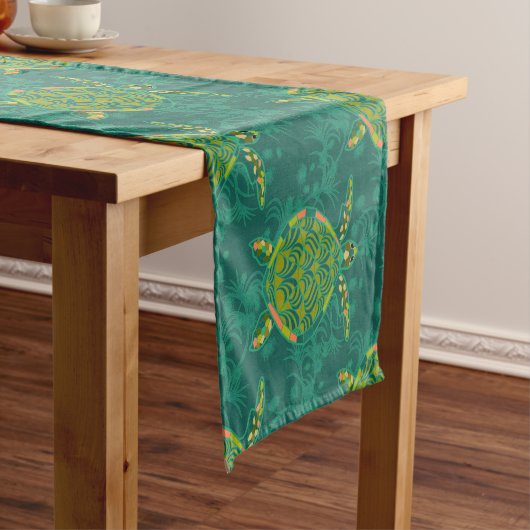 Seaturtle Aquamarine Table Runner Korte Tafelloper (Voorbeeld)