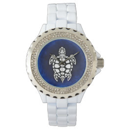 SEATURTLE. SCHILDPAD. ZWART-WIT DECORATIEF. HORLOGE