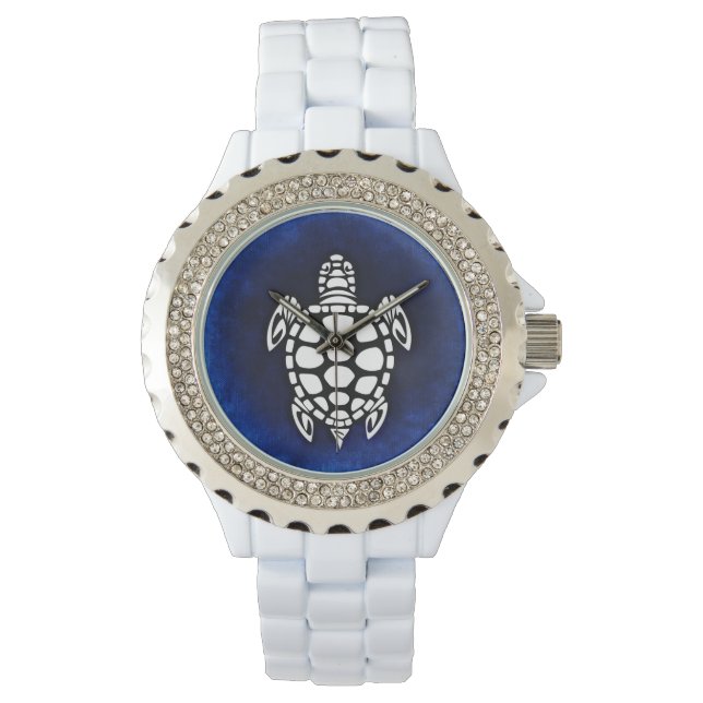 SEATURTLE. SCHILDPAD. ZWART-WIT DECORATIEF. HORLOGE (Voorkant)