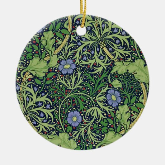 Seaweed cobalt thyme - William Morris Keramisch Ornament (Voorkant)