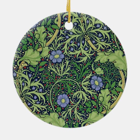 Seaweed cobalt thyme - William Morris Keramisch Ornament (Achterkant)