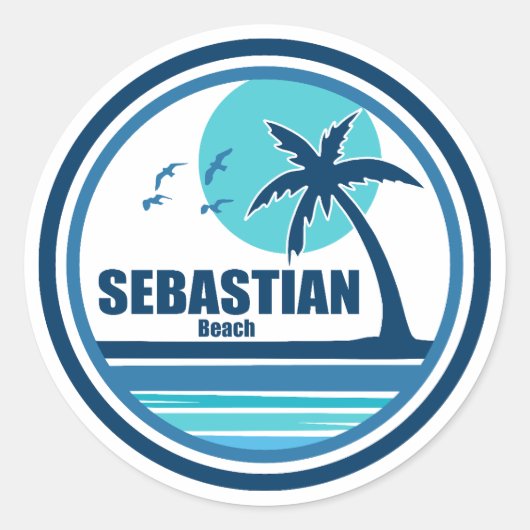 Sebastian Beach Fort Lauderdale Palm Tree Vogels Ronde Sticker (Voorkant)