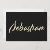 Sebastian Nom or blanc Carte calligraphiée (Devant)