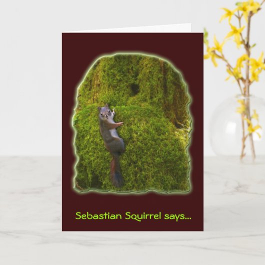 SEBASTIAN SQUIRREL Note Cards Kaart (Gele Bloem)