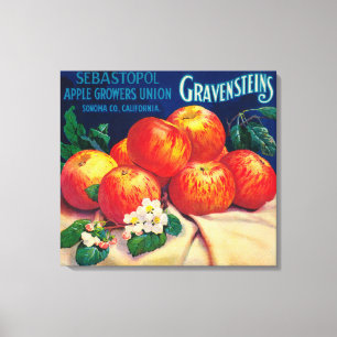 Sebastopol Gravensteins Apple LabelSonoma, CA Canvas Afdruk