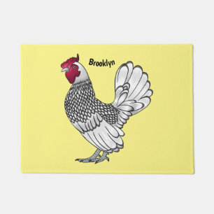 Sebright kip cartoon illustratie  deurmat
