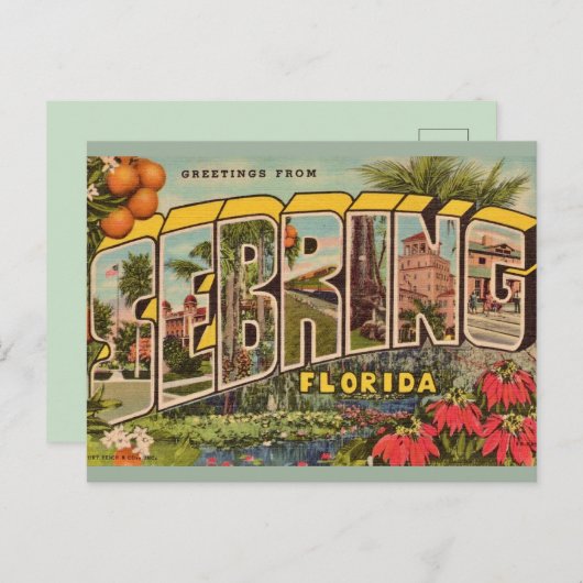 Sebring florida groet briefkaart (Voorkant / Achterkant)