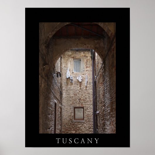 Séchage du linge en Toscane affiche noire (Devant)