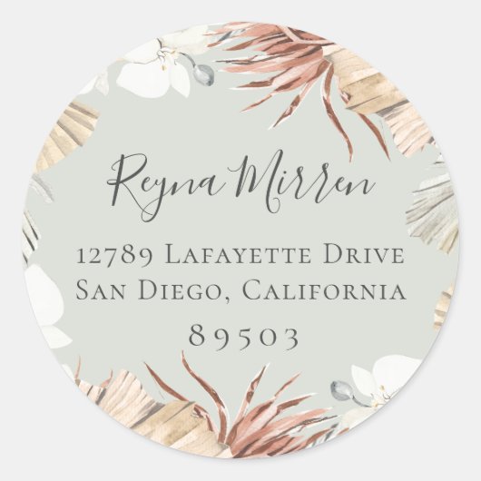 Séché Boho Wreath Return Adresse Sticker (Devant)