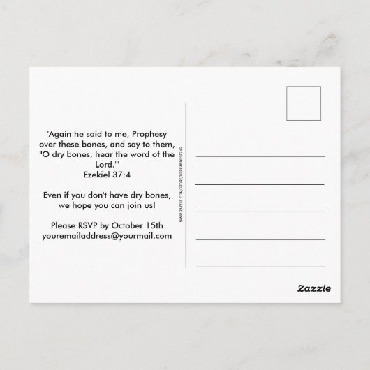 SÈCHE BONES Christian Halloween Fête Invitation (Dos)