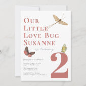 Second Anniversaire Amour Bug Baby Girl Invitation (Devant)