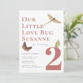 Second Anniversaire Amour Bug Baby Girl Invitation (Debout devant)
