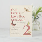 Second Anniversaire Amour Bug Baby Girl Invitation (Debout devant)