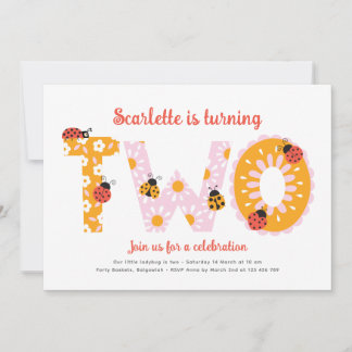 Second Birthday Invite, Colorful Flowers Birthday Kaart