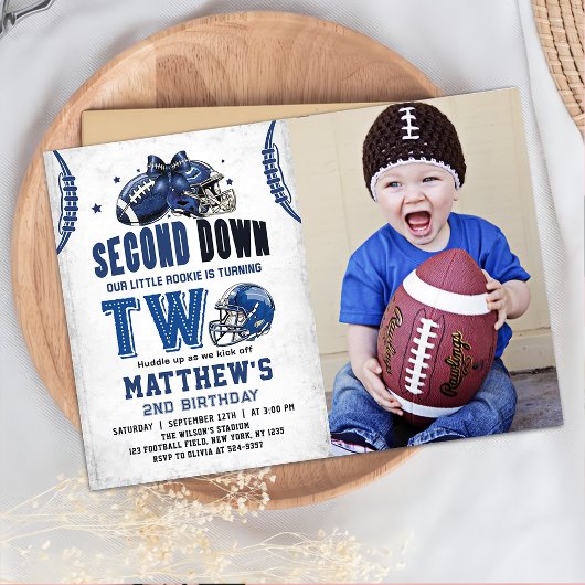 Second Down Football 2e anniversaire Invitation ph