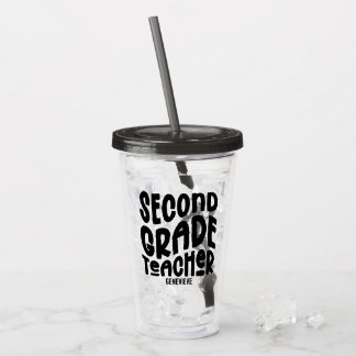 Second Grade Teacher Black Typography Design Acryl Drinkbeker