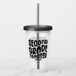 Second Grade Teacher Black Typography Design Acryl Drinkbeker