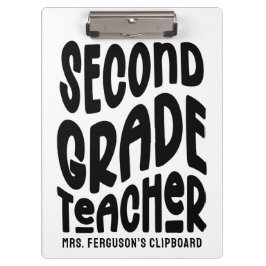 Second Grade Teacher Black Typography Design  Klembord