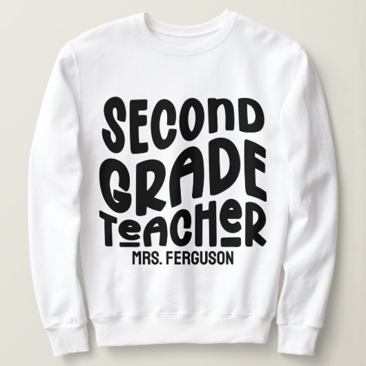Second Grade Teacher Black Typography Trui (Design voorkant)