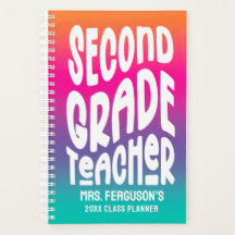 Second Grade Teacher Colorful Ombre 